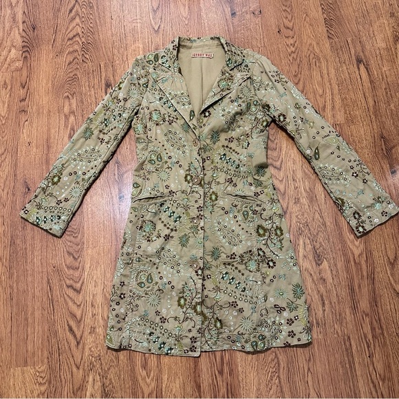 Johnny Was Green Floral Embroidered Unlined Bohemian Long Sleeve Jacket Medium - Picture 10 of 10